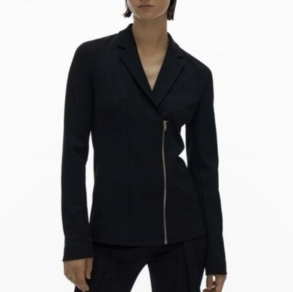 Helmut Lang Compact Rib Zip Blazer Jacket Black Size Medium - Picture 1 of 11
